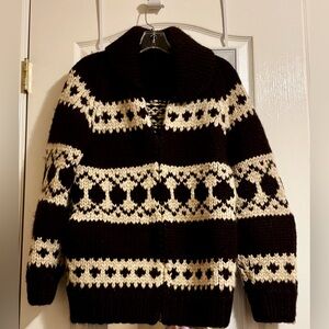 Vintage HandKnit Heavy Cowichan Wool Salish Design Sweater.  Beautiful and warm.